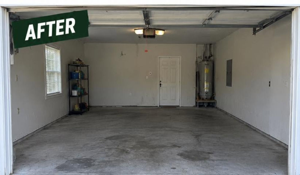 Empty swept garage after a full garage cleanout in Fort Wayne, Indiana